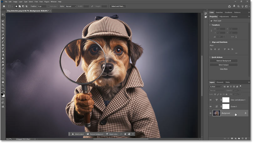 The main interface in Photoshop.