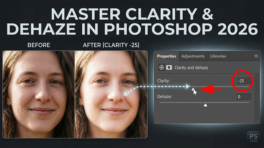 How to use the Clarity and Dehaze adjustment layer in Photoshop 2026 tutorial
