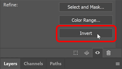 Clicking the Invert button.