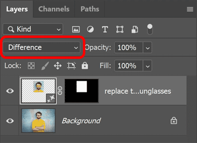 Changing the blend mode to Difference.