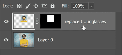 Selecting the sunglasses layer.