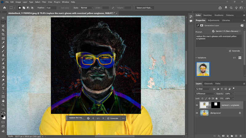 The result after changing the layer blend mdoe to Difference.