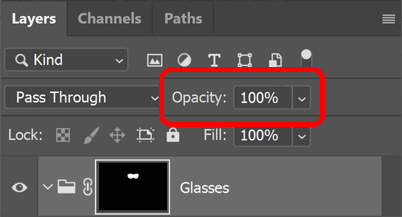 Setting the group’s opacity back to 100 percent.