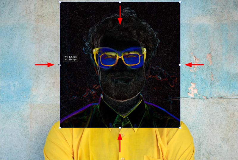 Move and warp the result to align it with the original image.