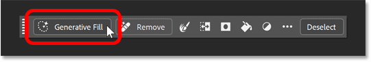 Clicking Generative Fill in the Contextual Task Bar in Photoshop.