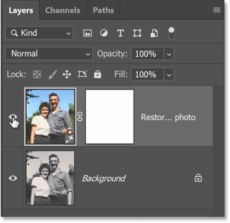 The Layers panel in Photoshop showing the Generative layer above the original image.