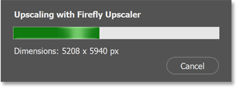 The Generative Upscale progress bar.