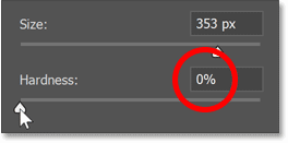 Lowering the brush hardness to 0 percent.