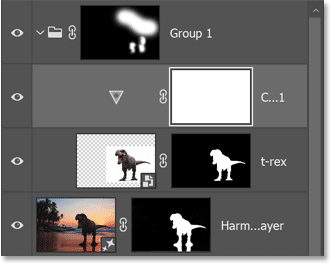 The Layers panel showing the new
adjustment layer.