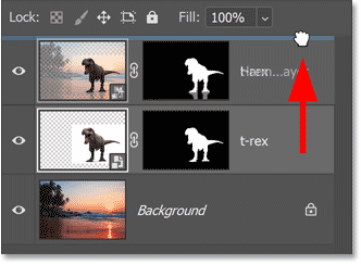 Dragging the original T-Rex above the Harmonize result.
