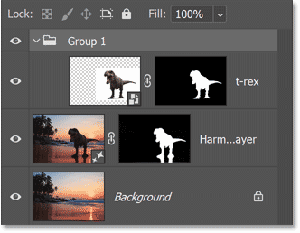 The Layers panel showing the new layer group.