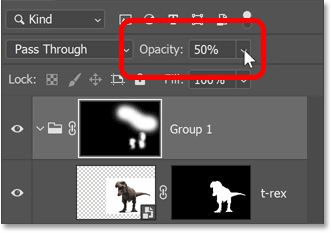 Lowering the layer group’s opacity.