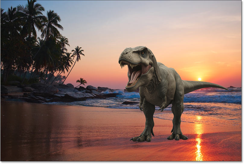 Nothing about the dinosaur matches its new background.