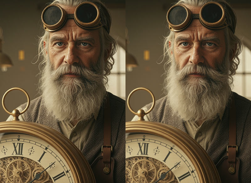 The initial Bloom (left) and upscaled Gigapixel (right) results.