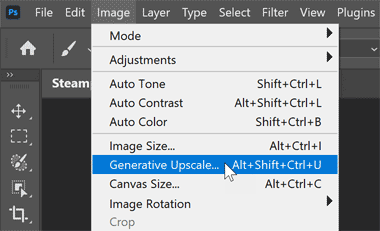 Where to find Generative Upscale in Photoshop
