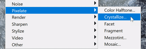 Choosing the Crystallize filter.