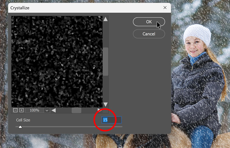 The Crystallize dialog box.
