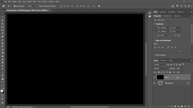The result with the Snow layer filled with black.