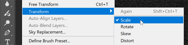 Choosing the Scale command.