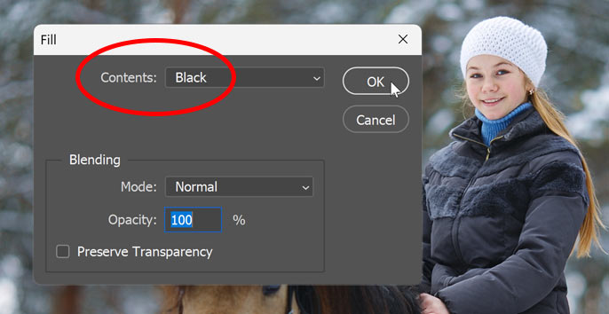 The Fill dialog box.