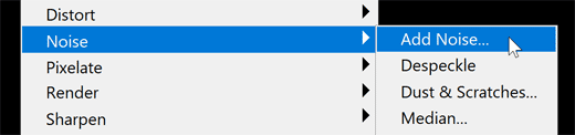 Choosing the Add Noise filter.