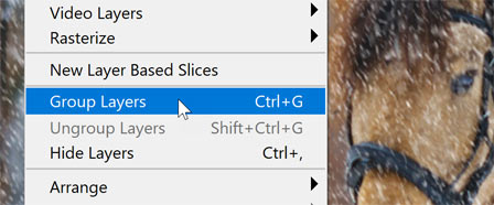 Choosing the Group Layers command.