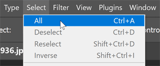 Selecting the entire canvas.